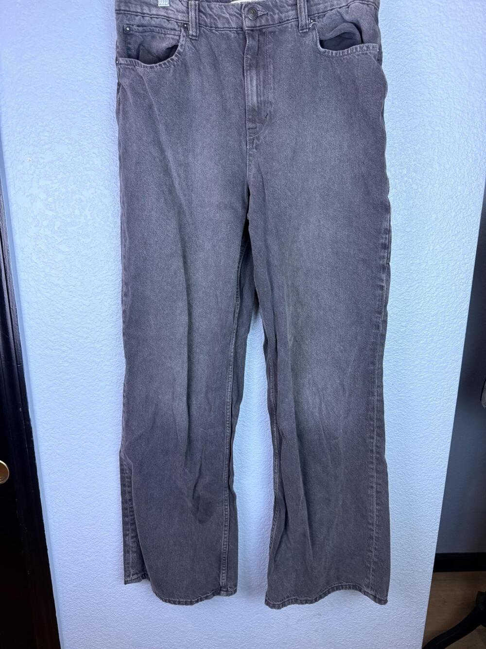 We The Free Jeans Womens 31 Gray Tinsley Baggy High Rise Straight Leg Denim